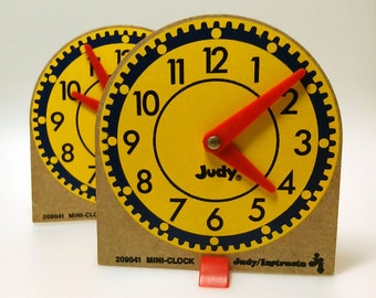 VINTAGE TOY CLOCK -  Vintage Children's Toy, Vintage Game Piece, Colorful Classroom Toy, Unique Kids Room Decor, Assemblage & Mixed Media