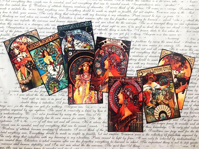 Life Planner Stickers 8 pcs 1920s Art Nouveau Art Deco Stickers Craft Supply MINI MUCHA STICKERS \u2014 Small Alphonse Mucha Stickers