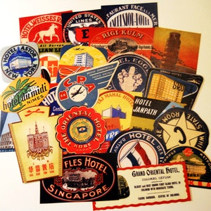 Luggage Labels - 24 Reproduction Vintage Travel Labels & Suitcase ...