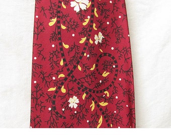 Men's Vintage 1940s BEAU BRUMMELL Necktie Red Silk with Small Floral Print UNWORN