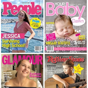 Personalized Glamour, People, Your Baby, Rolling Stone, Magazine Cover Custom Wall Art Print - Your loved one is the star.