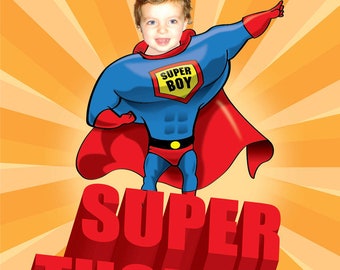 Gepersonaliseerde Kinderen Super Hero Custom Wall Art Illustratie Print - Uw kind is een Superheld