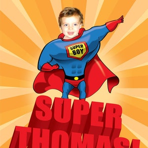 Impressão de ilustração de arte de parede personalizada de super-herói infantil - Seu filho é um super-herói
