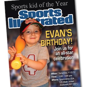 Sports Magazine Cover Personalized Birthday Invitation - Sports Illustrated Custom Invite - Sports Illustrated Invitation - Party Printable