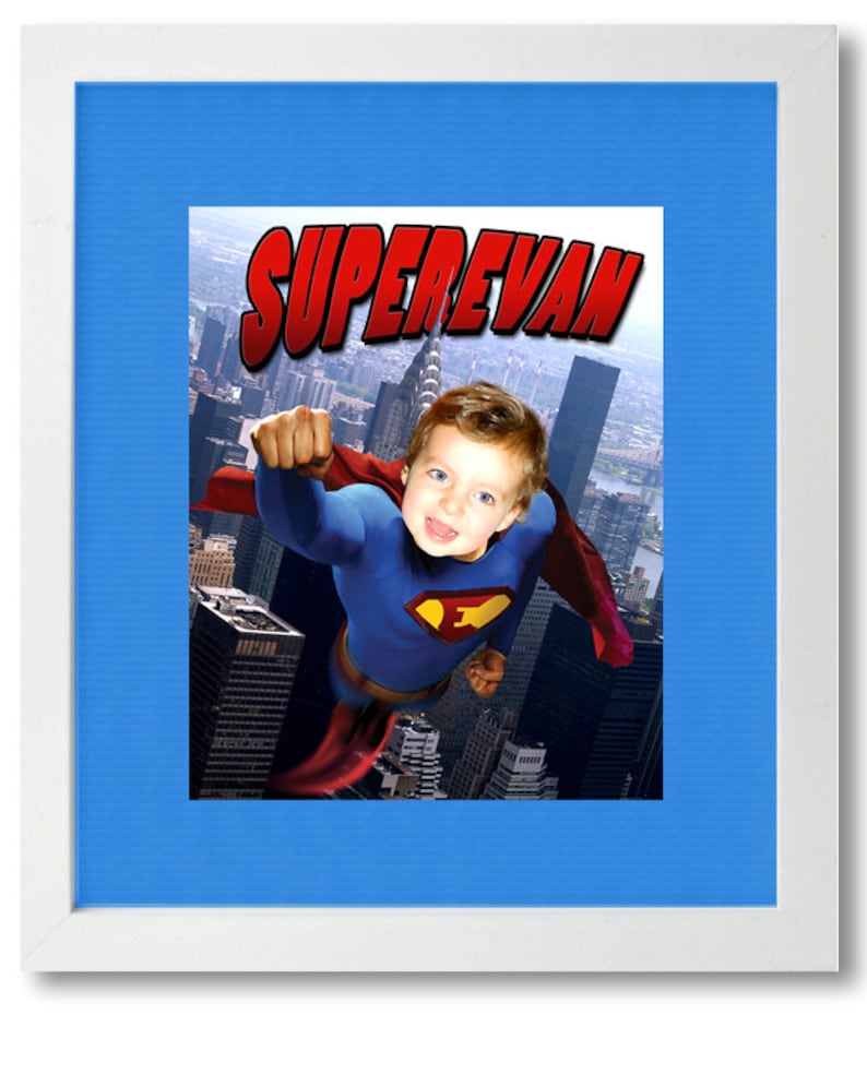 Childrens Personalized Super Hero Custom Wall Art Illustration Print Your Child is a Super Hero ...