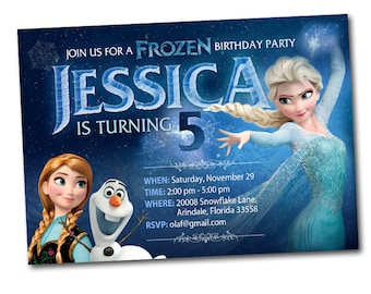 Frozen Birthday Invitation, Frozen Personalized Birthday Invitation, Frozen Birthday Party, Frozen Invitation, Disney Invitation, Elsa, Olaf