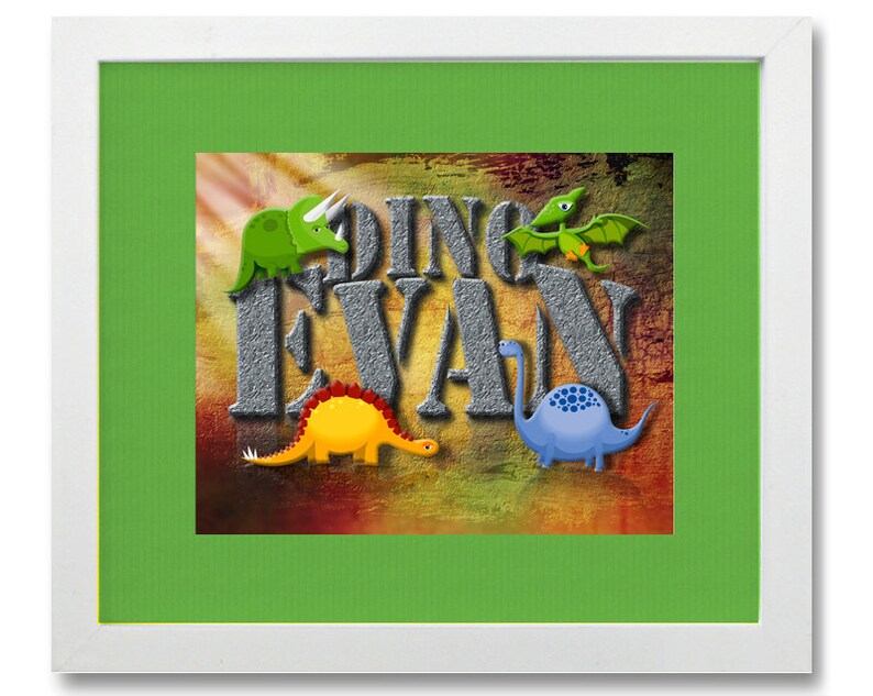 Dinosaur Name Wall Art Decor Personalized Children's Illustration Wall