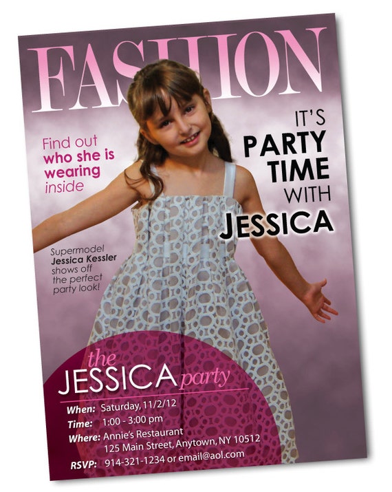 Fashion Magazine Cover Personalized Birthday Invitation Etsy