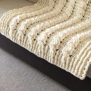 Crochet PATTERN chunky braided blanket, cable bulky afghan, cozy throw, home decor, baby shower gift, nirsery, DIY PDF instant download