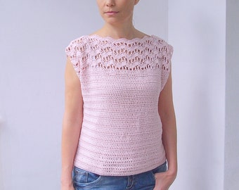 Crochet Pattern New Wave woman top, women sweater, pullover, summer crochet beach cover up, DIY, photo tutorial