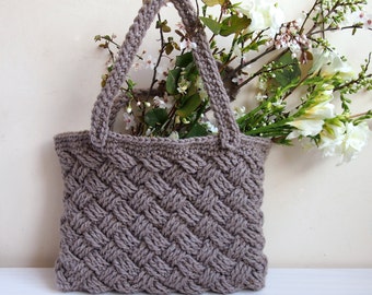 Crochet Pattern basketwave tote, cable, celtic knot woman braided bag, Instant download