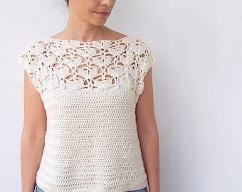 Crochet Pattern Summer Garden Sweater, women top, pullover, summer crochet beach cover up, DIY, photo tutorial