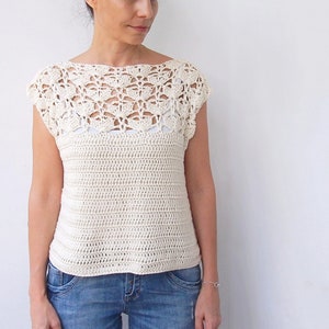 Crochet Pattern Summer Garden Sweater Women Top Pullover - Etsy