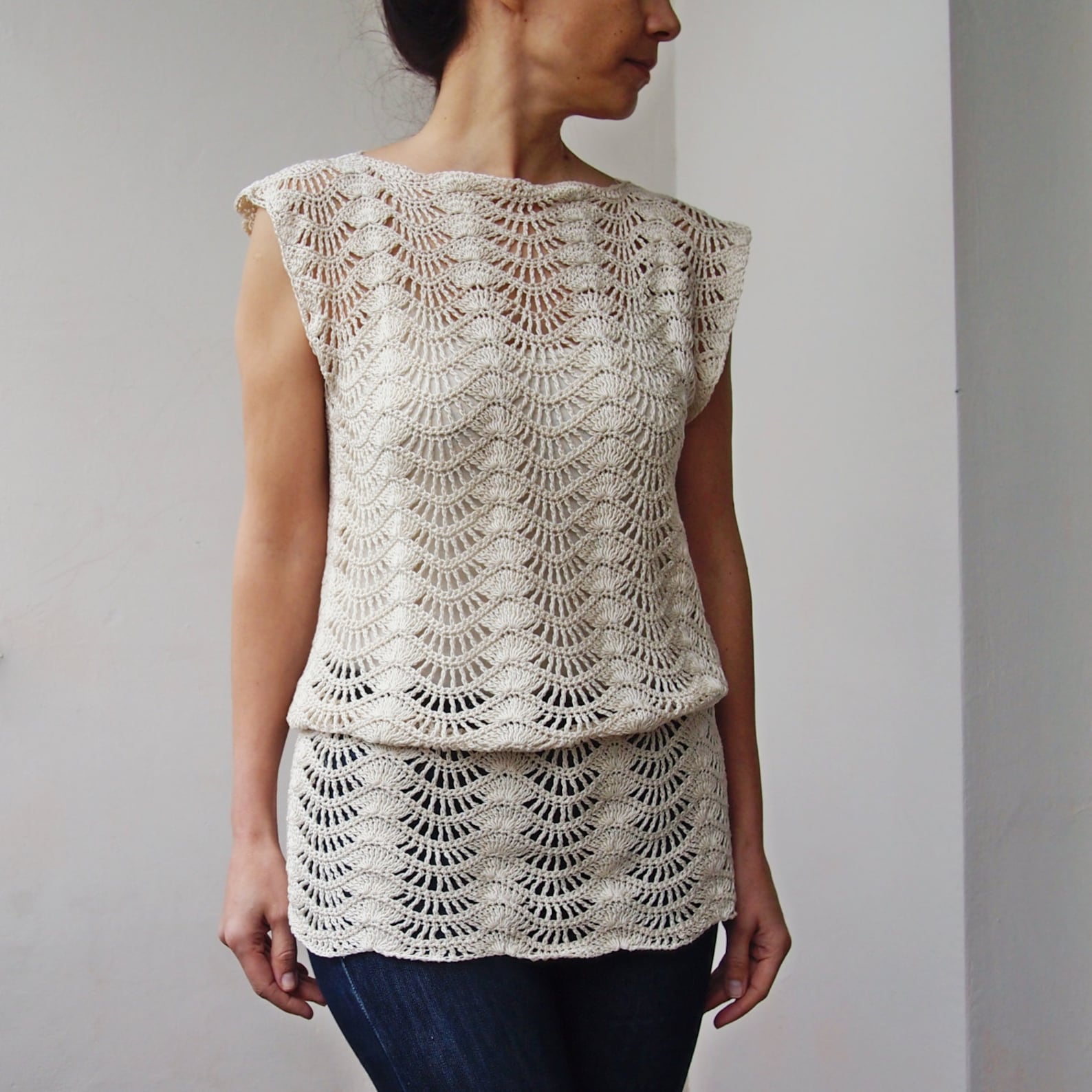 Crochet Pattern PDF Crochet Top Woman Tunic Ripples Top Waves | Etsy