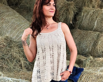 Crochet Pattern crochet top, "Sunny day" crochet tunic, women, sweater,  tank top, woman dress, beach cover up, DIY, photo tutorial