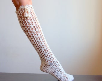 Crochet pattern Knee high lace Socks, legwarmers slippers, woman crochet boot socks , DIY Instant download