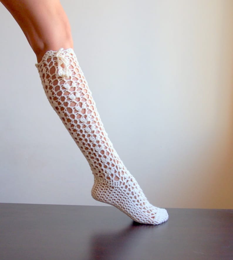 Crochet pattern Knee high lace Socks, legwarmers slippers, woman crochet boot socks , DIY Instant download image 1