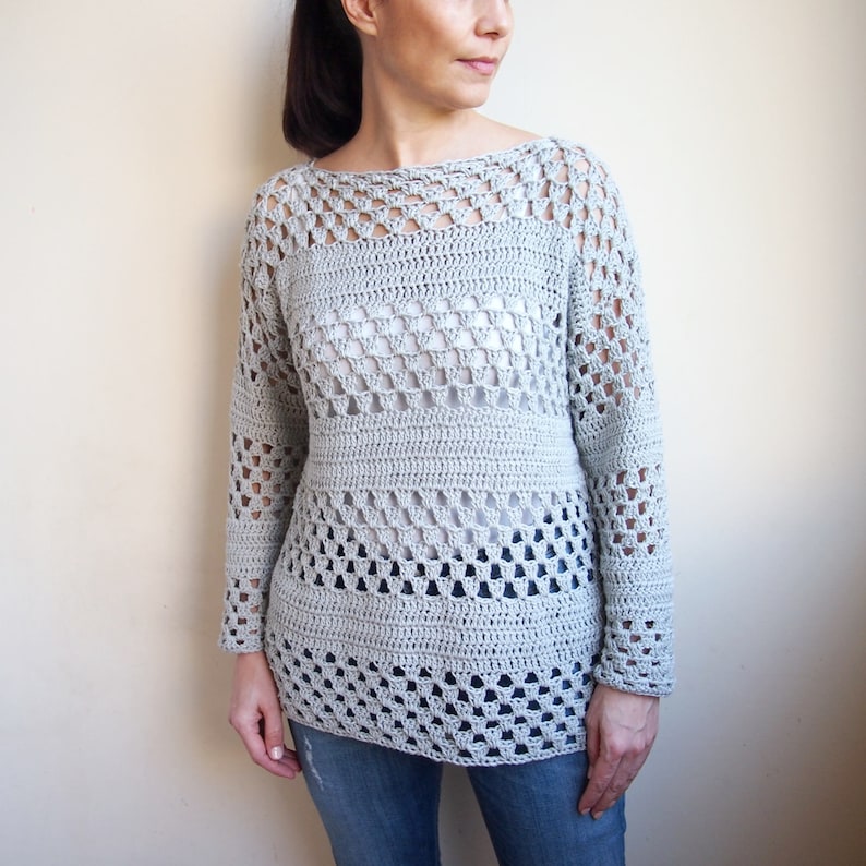 Crochet Pattern Woman Granny Stripes Sweater Women Pullover - Etsy