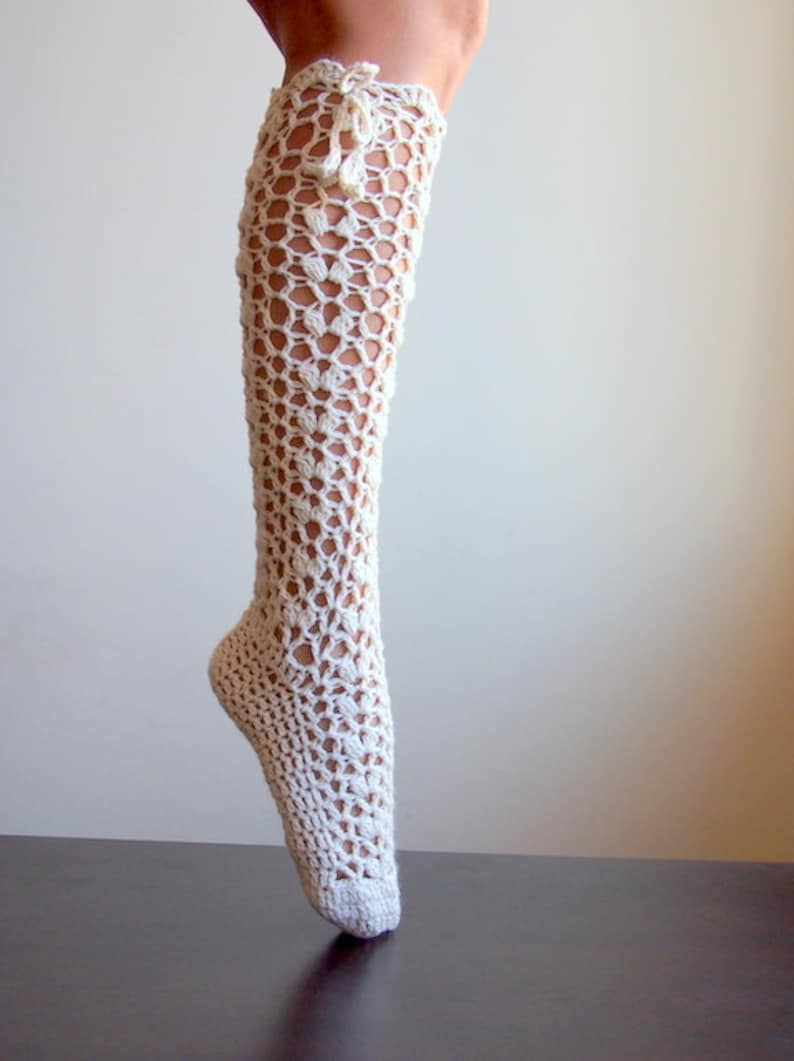Crochet pattern Knee high lace Socks, legwarmers slippers, woman crochet boot socks , DIY Instant download image 3