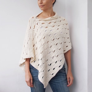 Crochet Pattern Wink poncho, woman wrap beach cover up women shawl, DIY photo tutorial, Instant download