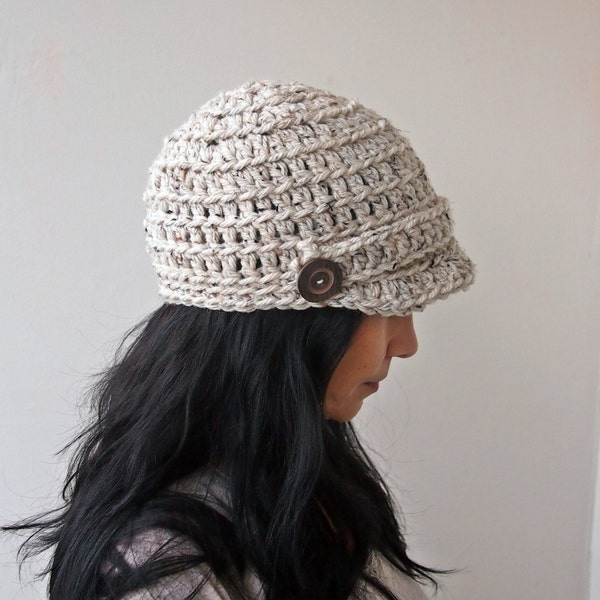 Crochet PATTERN, newsboy hat pattern, chunky hat, brim hat, woman crochet hat, man hat crochet pattern, DIY tutorial