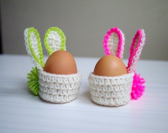 Crochet pattern Easter Bunny basket egg cozy, egg warmer, DIY photo tutorial, Instant download