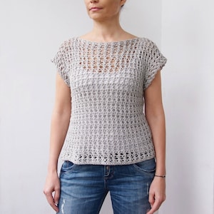 Crochet Pattern Silver drop sweater, woman mesh top, women pullover, summer beach cover up, clothing, DIY, photo tutorial