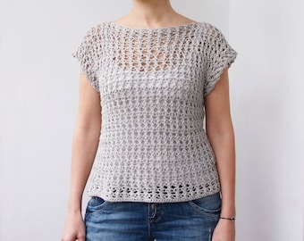 Crochet Pattern Silver drop sweater, woman mesh top, women pullover, summer beach cover up, clothing, DIY, photo tutorial