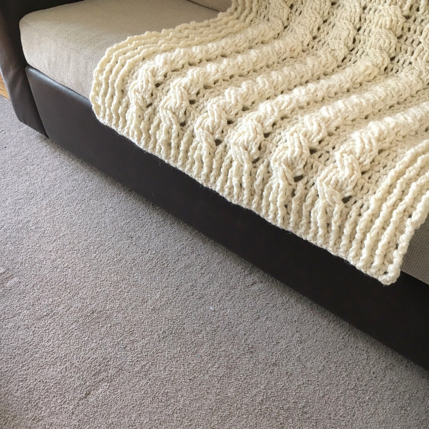Crochet PATTERN Chunky Braided Blanket Cable Bulky Afghan Etsy