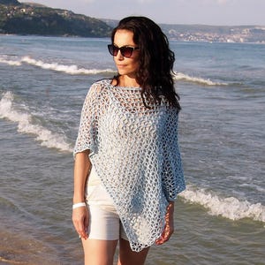 Crochet Pattern Diamond poncho, lace woman wrap beach cover up women flower shawl, DIY photo tutorial, Instant download
