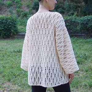 Crochet Pattern women jacket shrug woman cardigan waves sweater beach cover up coat kimono sleeve, photo tutorial, Instant download image 5