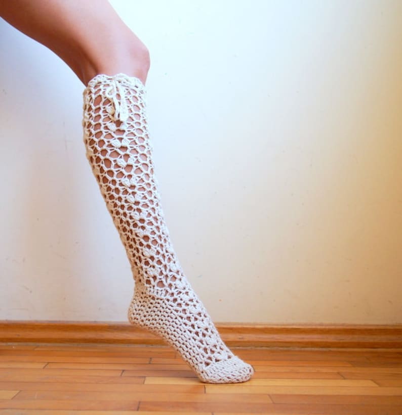 Crochet pattern Knee high lace Socks, legwarmers slippers, woman crochet boot socks , DIY Instant download image 2