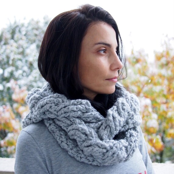 Crochet Pattern Cable Pixie Hood Scarf Loop Circle Infinity