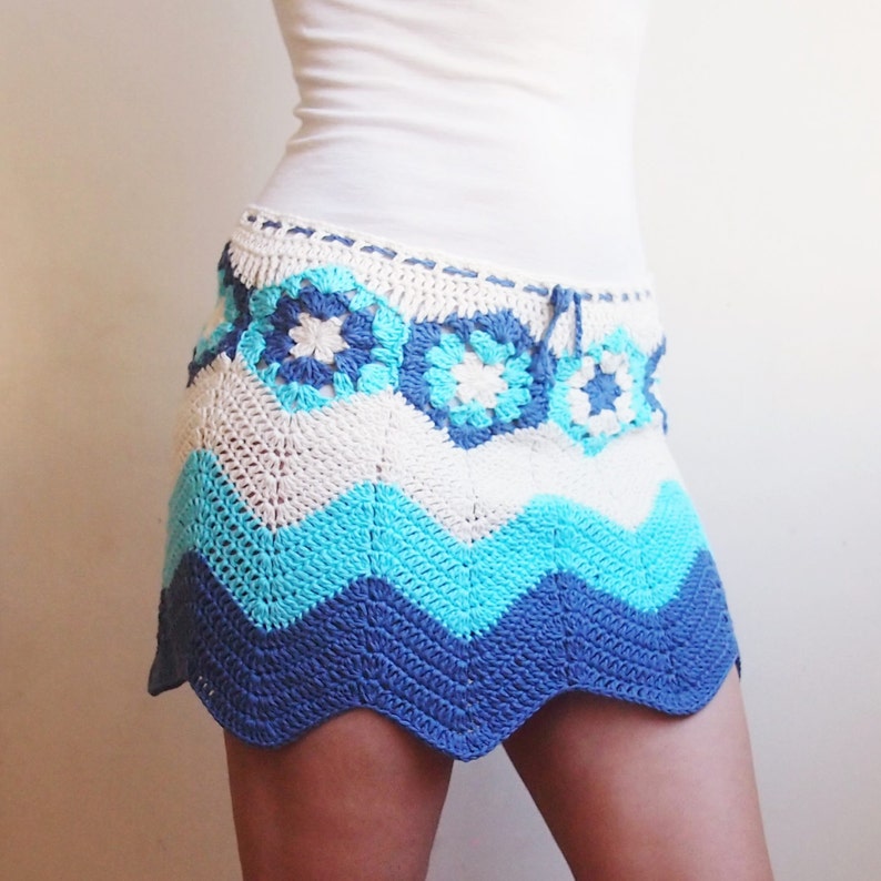 Skirt Crochet Pattern Granny Hexagon Waves Skirt Beach Cover | Etsy