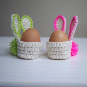 Crochet PATTERN, Easter bunny egg cozy basket, kids, home decor, decoration,  DIY photo tutorial ,  Instant download