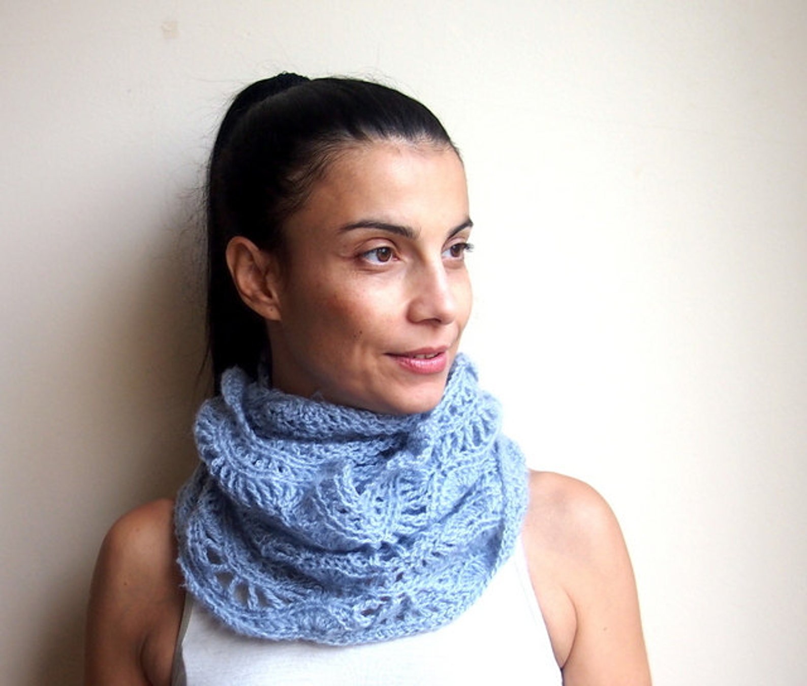Crochet Pattern Lace Ripple Scarf Chevron Waves Infinity Loop ...