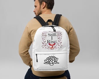 Water-Resistant Polyester Backpack: Still I Rise Phoenix Design, Laptop Compartment