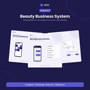 Beauty Business System: plantillas de Instagram, mensajes de WhatsApp y sistema de rebooking.