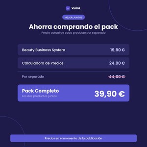 Comparación de precio: los dos productos por separado frente al pack completo.