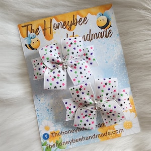 Confetti Stars Sweet &#39;n&#39; Simple Piggy Set, Piggy Bows, Pigtail Bows, Girls Hair Bow