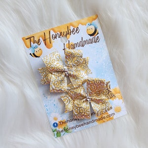 Yellow Zebra Sweet &#39;n&#39; Simple Piggy Set, Piggy Bows, Pigtail Bows, Girls Hair Bow