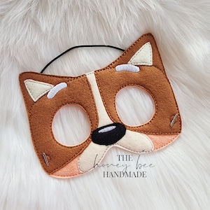 Orange Dog Mask, Dress up Masks, Child Size, Dress Up, Quiet Play, Costume, Felt Mask, Mask, Felt