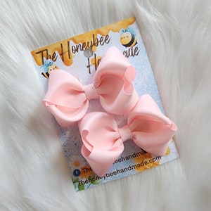 3in Lt Pink Piggy Set, Piggy Bows, Pigtail Bows, Girls Hair Bow