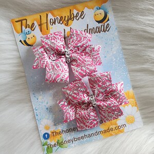 Pink Zebra Swirls Sweet &#39;n&#39; Simple Piggy Set, Piggy Bows, Pigtail Bows, Girls Hair Bow