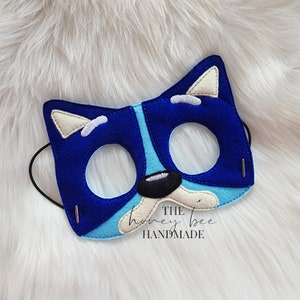 Maschera cane blu, maschere da travestimento, taglia bambino, travestimento, gioco tranquillo, costume, maschera in feltro, maschera, feltro