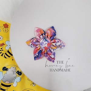 Purple Floral Fabric Flower Hair Clip, Hair Clips, Clips, Girls Hair Clips, Accessories, Barrettes