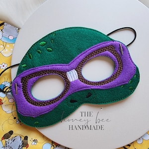 Purple Turtle Dress Up Mask, Child Size, Dress Up, Quiet Play, Costume, Felt Mask, Mask, Felt