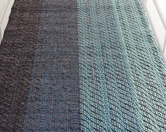 Handwoven "Waves"- Table Runner, recycled materials, 50 x 260 cm