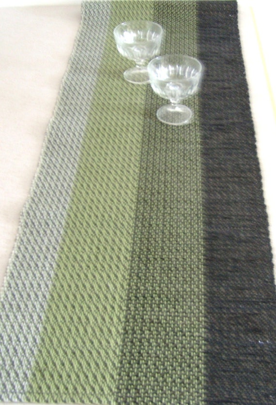 Hand woven "Glossy Lime Stripe"- Table Runner