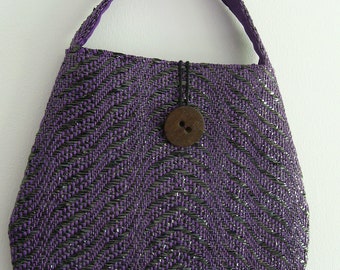 Handwoven Glossy handbag / evening bag, made from recycled materials